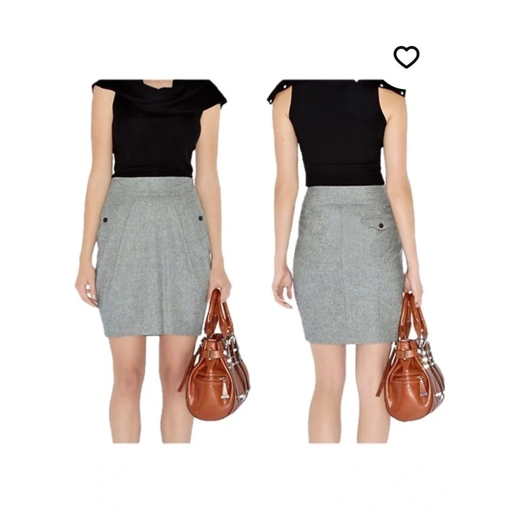 Karen Millen SM003 Grey Wool Blend Skirt size 8 NWT